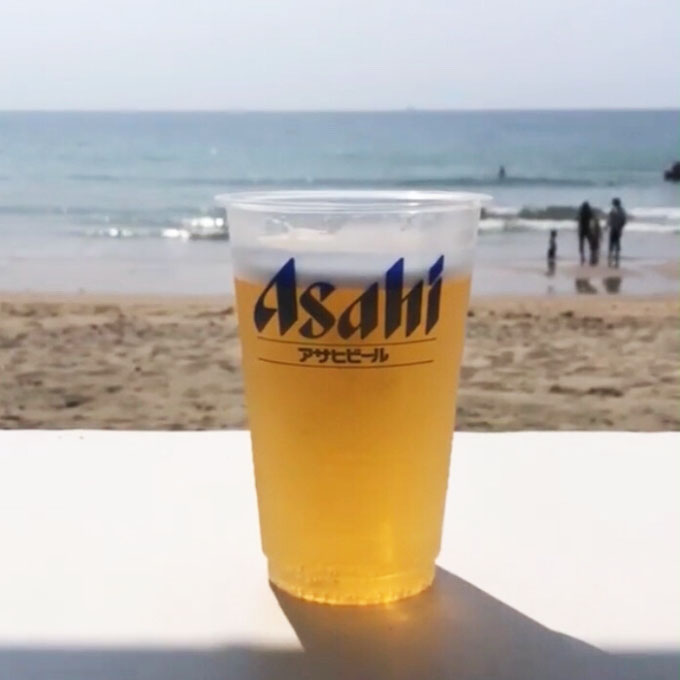 福岡　海でのビール