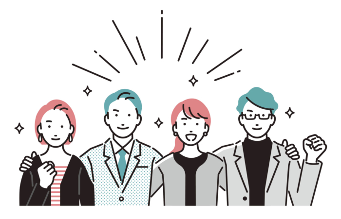 女性2名と男性2名のイラスト