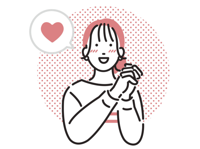 何かに夢中になっている女性のイラスト