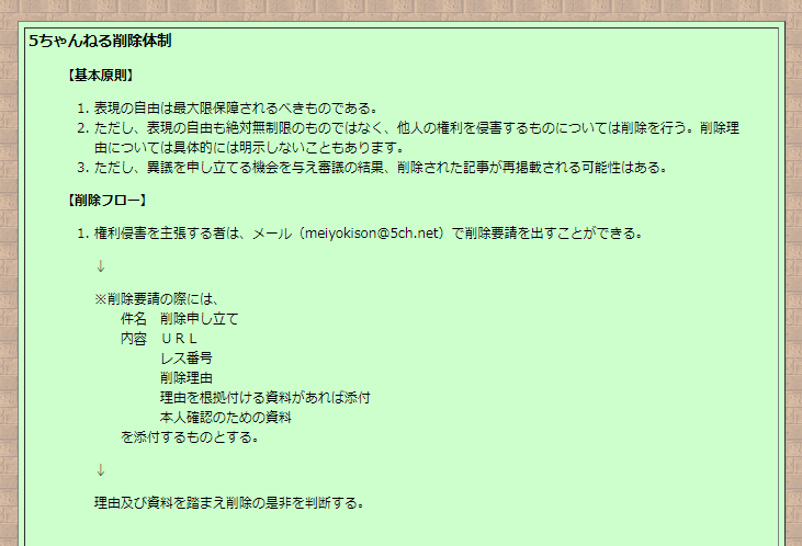 5ちゃんねる削除体制