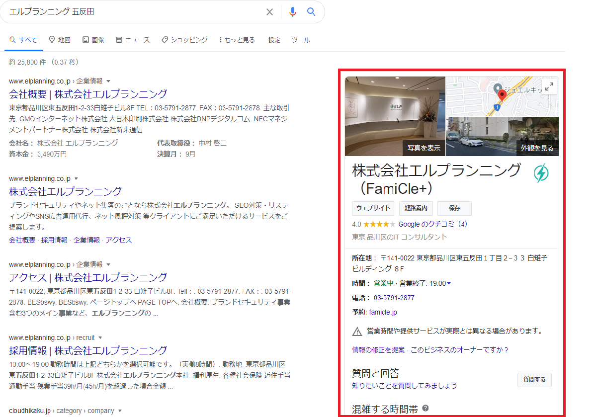 googleマイビジネスの位置