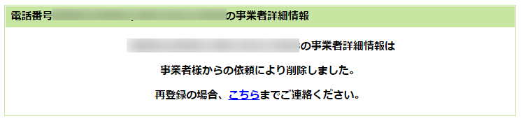 事業者情報の削除が認められた場合