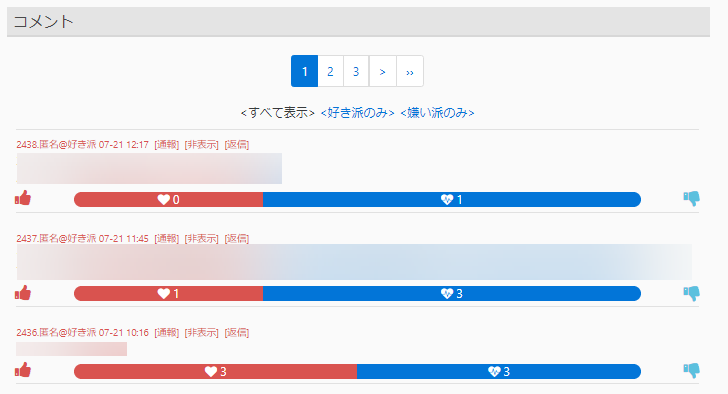 好き嫌い.com投票結果ページのコメント欄