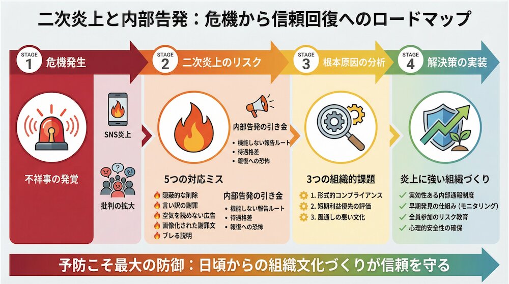 二次炎上と内部告発：危機から信頼回復へのロードマップ