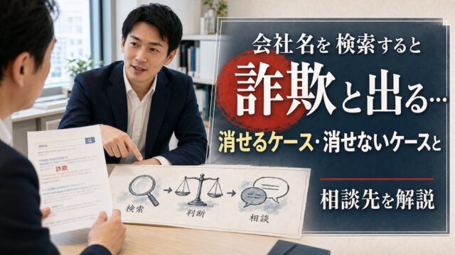 会社名を検索すると詐欺と出る…消せるケース・消せないケースと相談先を解説