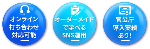 オンライン打ち合わせ対応可能　オーダーメイドで学べるSNS運用　官公庁導入実績あり！